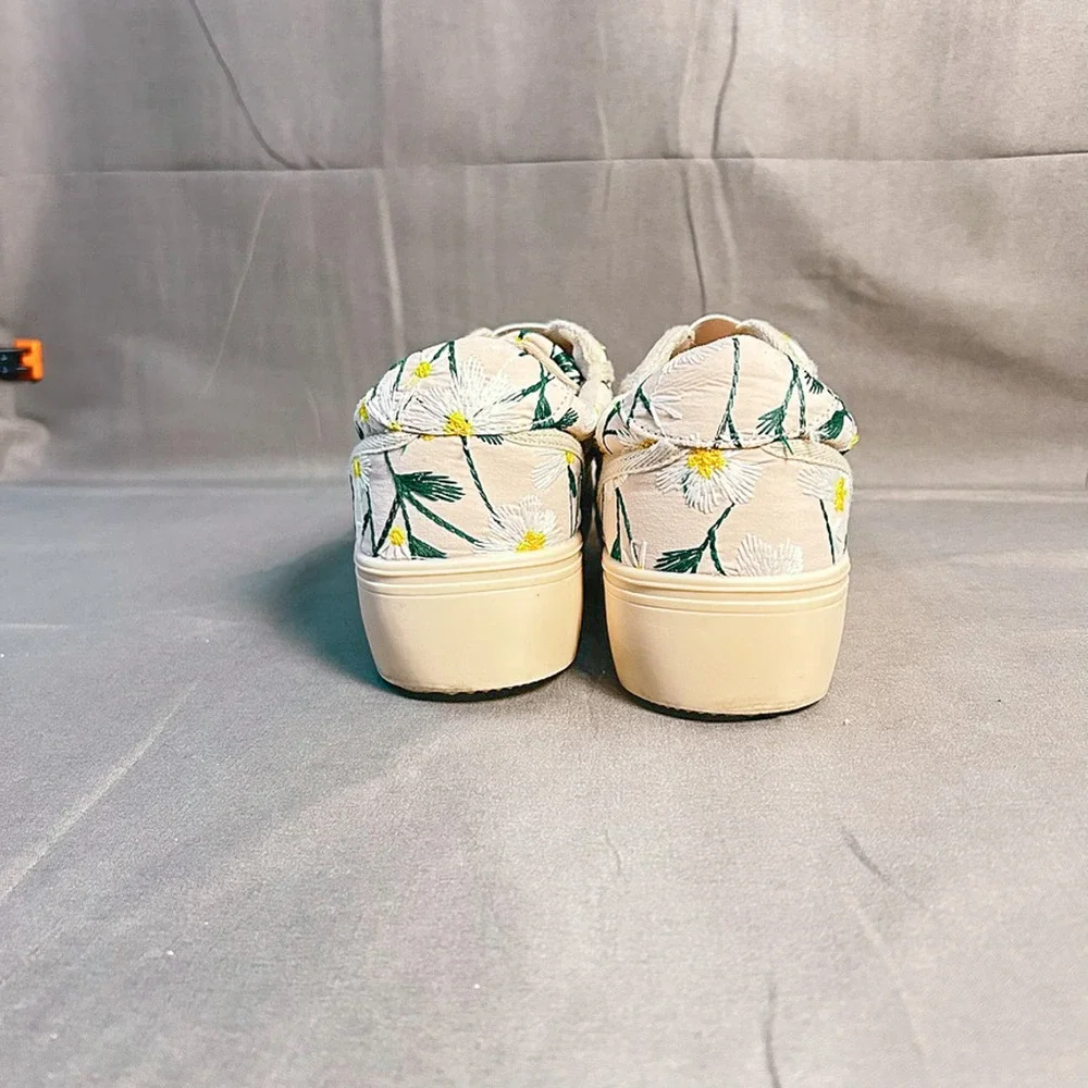 RocketDog Daisy Embroidered Platform Slip-On Sneakers — Cream Floral Canvas 11